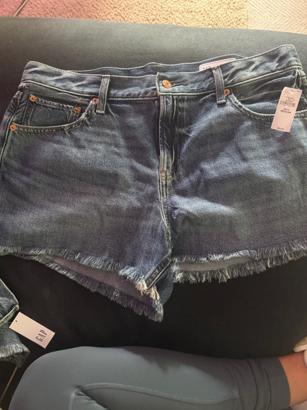 NWT Gap Denim Frayed Hem High-Rise Shorts - Dark Blue